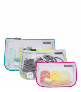 Set Of 3 Assorted Piped Pouches
