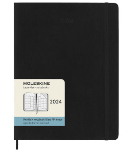 Classic Monthly Planner 2024 (XL) Monthly Soft 12-Month — Black