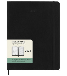 Classic Weekly Planner 2024 (XL) Weekly Soft 12-Month — Black
