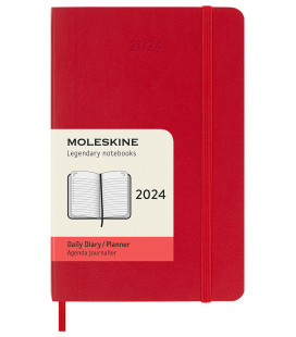 Classic Daily Planner 2024 (POCKET) Daily Soft 12-Month — Scarlet Red