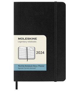 Classic Monthly Planner 2024 (POCKET) Monthly Soft 12-Month — Black